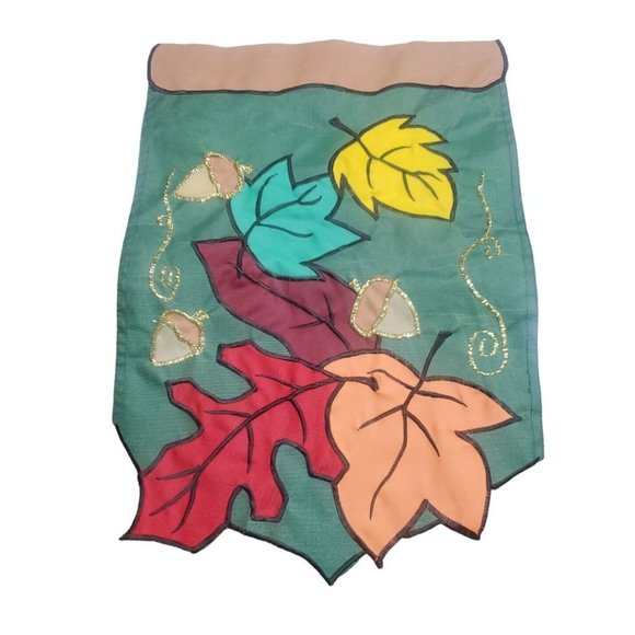 12.5"×17.5" Fall Autumn Leaves Garden Flag Double Sided Embroidered Glitter... - Picture 1 of 2